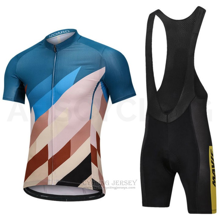 2018 Cycling Jersey Mavic Blue and Marron Short Sleeve and Bib Short