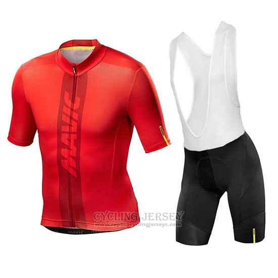 2018 Cycling Jersey Mavic Red Short Sleeve and Bib Short