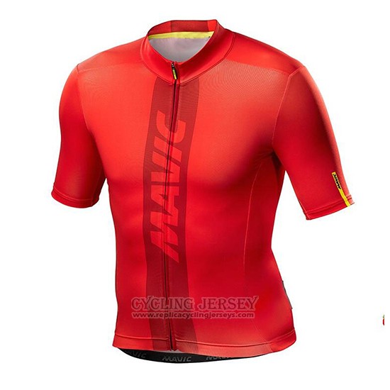 2018 Cycling Jersey Mavic Red Short Sleeve and Bib Short