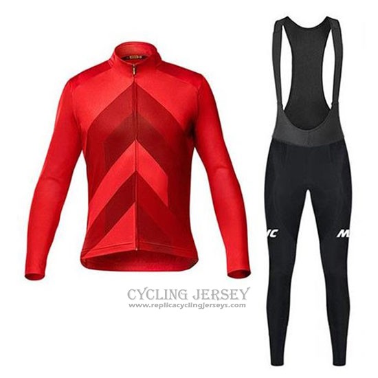 2020 Cycling Jersey Mavic Red Long Sleeve And Bib Tight