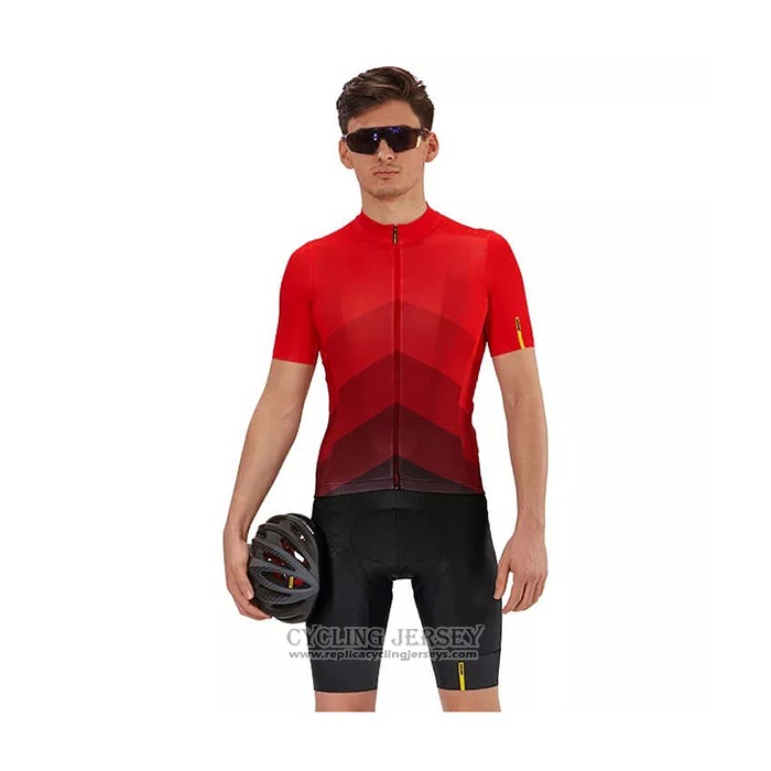 2021 Cycling Jersey Mavic Red Black Short Sleeve And Bib Short