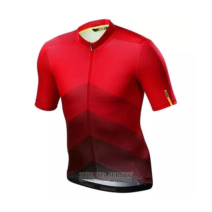 2021 Cycling Jersey Mavic Red Black Short Sleeve And Bib Short