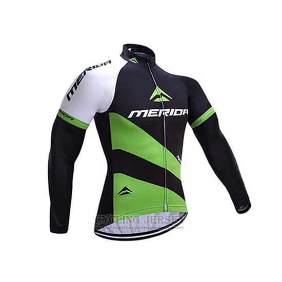 2017 Cycling Jersey Merida Black and Green Long Sleeve and Bib Tight