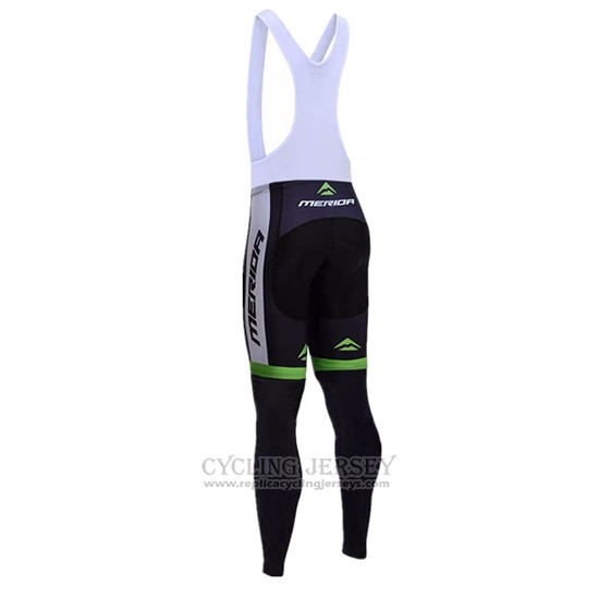2017 Cycling Jersey Merida Black and Green Long Sleeve and Bib Tight