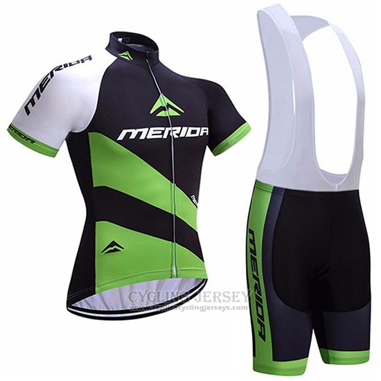 2017 Cycling Jersey Merida Black and Green Short Sleeve and Bib Short