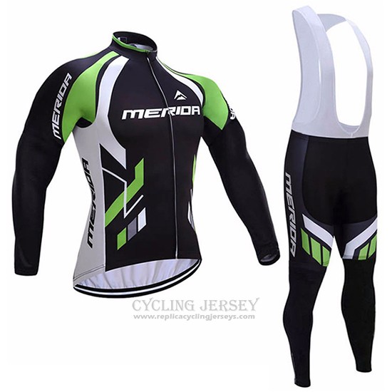 2017 Cycling Jersey Merida Black and White Long Sleeve and Bib Tight
