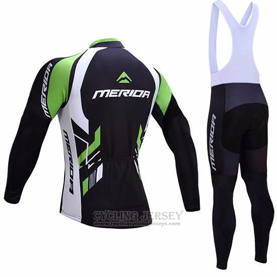 2017 Cycling Jersey Merida Black and White Long Sleeve and Bib Tight