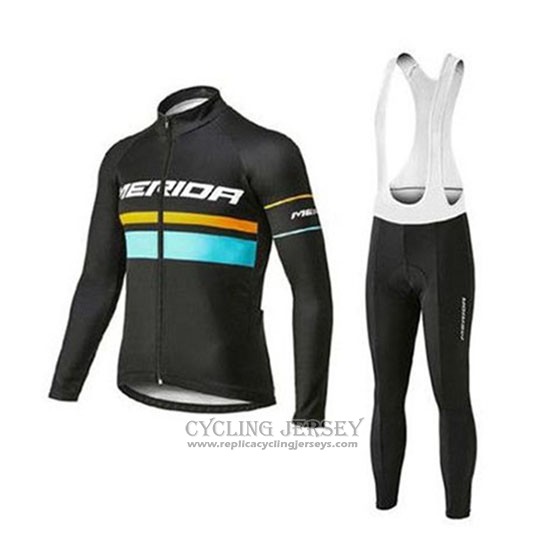 2020 Cycling Jersey Merida Black Blue Long Sleeve And Bib Tight