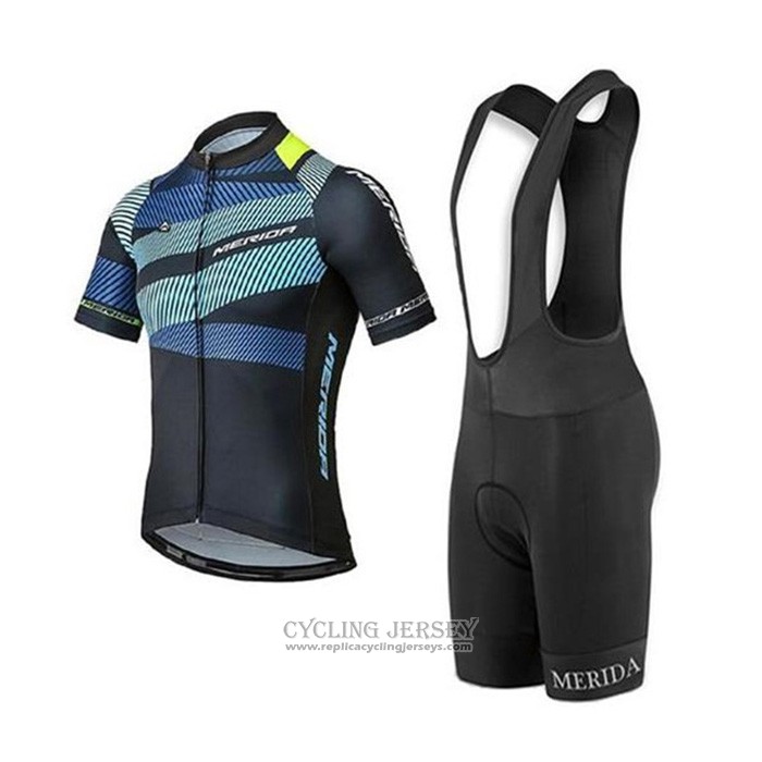 2020 Cycling Jersey Merida Black Blue Short Sleeve And Bib Short