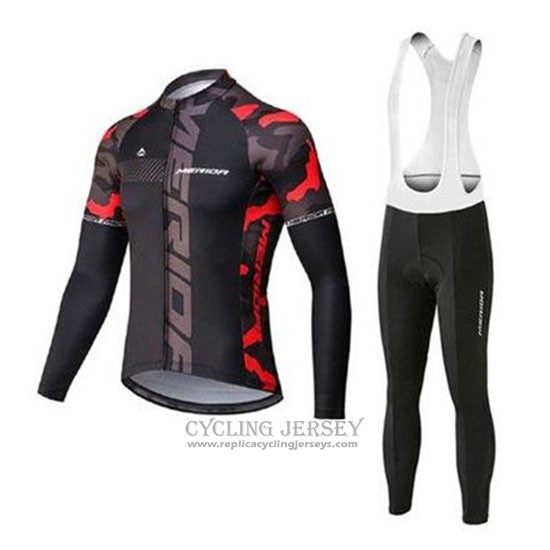 2020 Cycling Jersey Merida Black Red Long Sleeve And Bib Tight