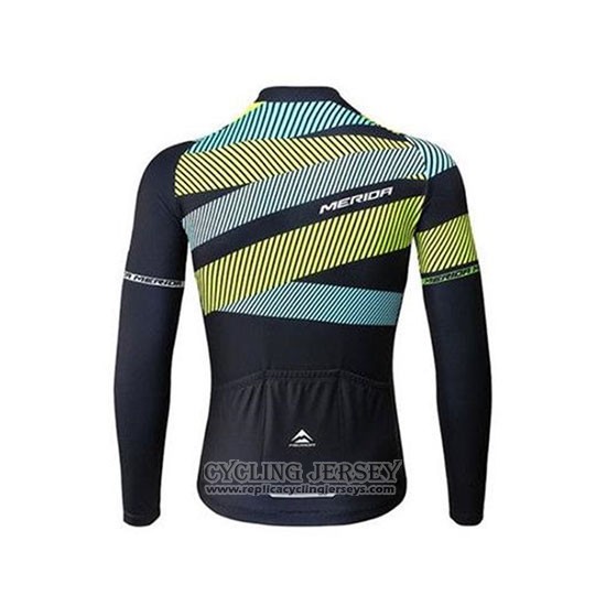 2020 Cycling Jersey Merida Green Black Long Sleeve And Bib Tight