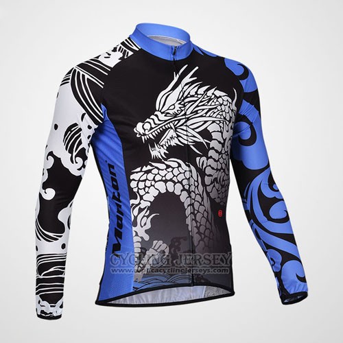 2014 Cycling Jersey Monton Black and Blue Long Sleeve and Bib Tight