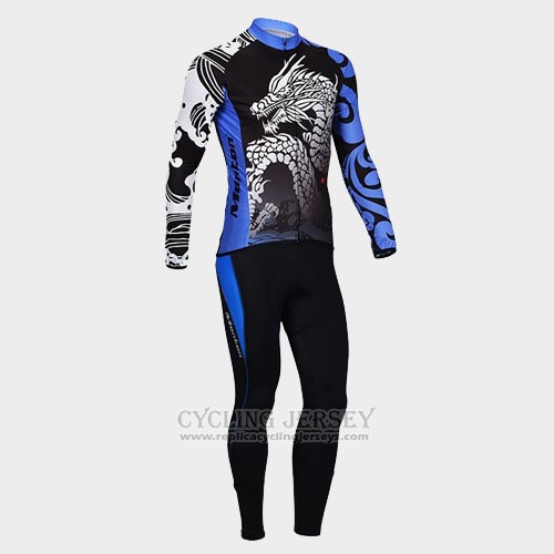 2014 Cycling Jersey Monton Black and Blue Long Sleeve and Bib Tight