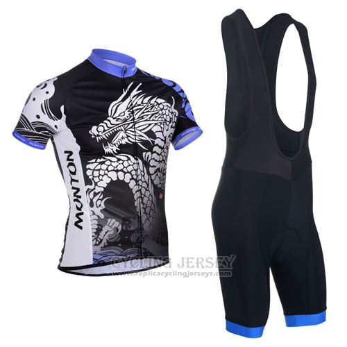 2014 Cycling Jersey Monton Black and Purple Short Sleeve and Bib Short