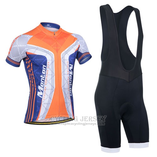 2014 Cycling Jersey Monton Blue and Orange Short Sleeve and Bib Short