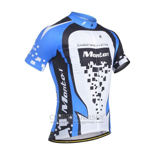 2014 Cycling Jersey Monton Blue and White Short Sleeve and Bib Short