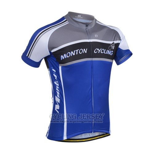 2014 Cycling Jersey Monton Gray and Blue Short Sleeve and Bib Short