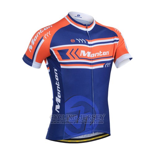 2014 Cycling Jersey Monton Orange and Blue Short Sleeve and Bib Short