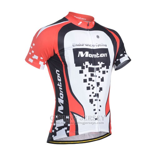 2014 Cycling Jersey Monton Red and White Short Sleeve and Bib Short