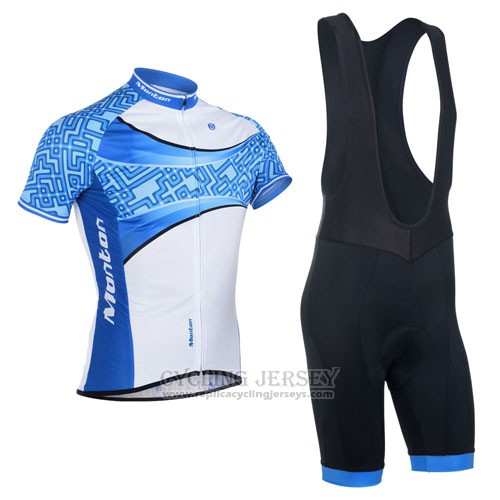 2014 Cycling Jersey Monton Sky Blue and White Short Sleeve and Bib Short