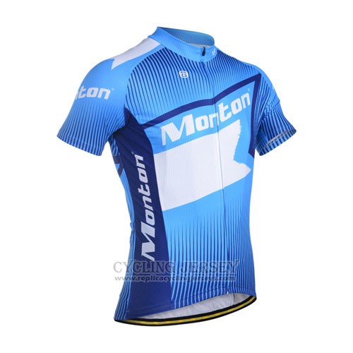 2014 Cycling Jersey Monton White and Blue Short Sleeve and Bib Short
