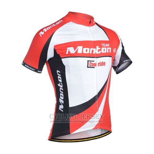 2014 Cycling Jersey Monton White and Red Short Sleeve and Bib Short