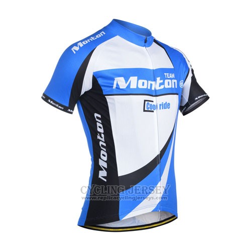 2014 Cycling Jersey Monton White and Sky Blue Short Sleeve and Bib Short