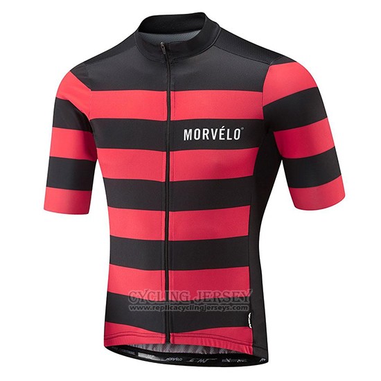 2018 Cycling Jersey Morvelo Black and Red Short Sleeve and Bib Short