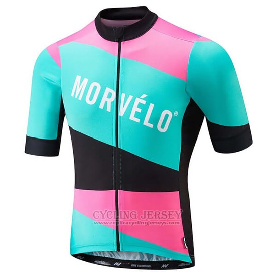 2018 Cycling Jersey Morvelo Green and Pink Short Sleeve and Bib Short