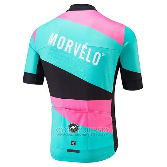 2018 Cycling Jersey Morvelo Green and Pink Short Sleeve and Bib Short