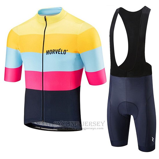 2019 Cycling Clothing Morvelo Yellow Pink Black Short Sleeve and Overalls