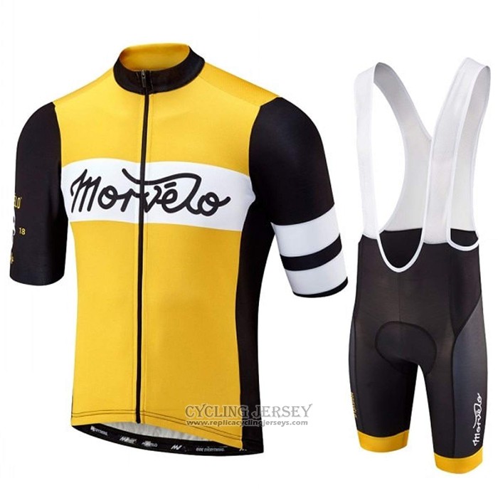 2020 Cycling Jersey Morvelo Black Yellow Short Sleeve And Bib Short