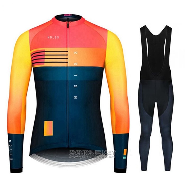 2020 Cycling Jersey NDLSS Blue Yellow Long Sleeve And Bib Tight