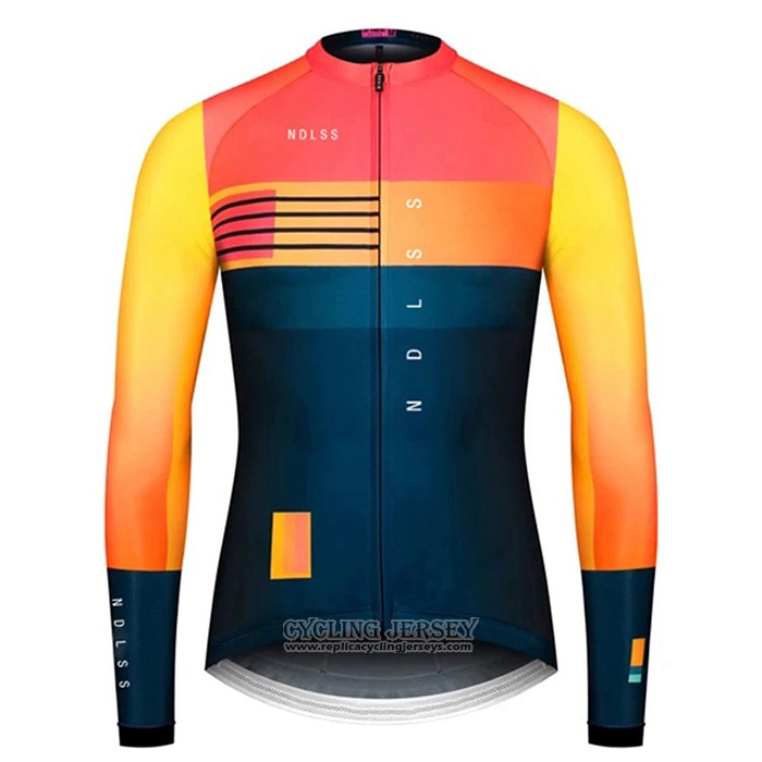 2020 Cycling Jersey NDLSS Blue Yellow Long Sleeve And Bib Tight