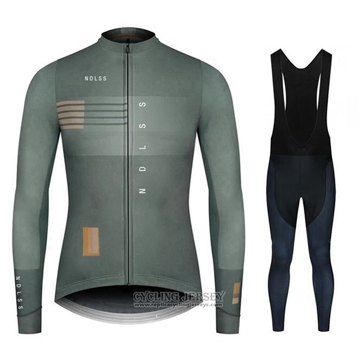 2020 Cycling Jersey NDLSS Gray Long Sleeve And Bib Tight