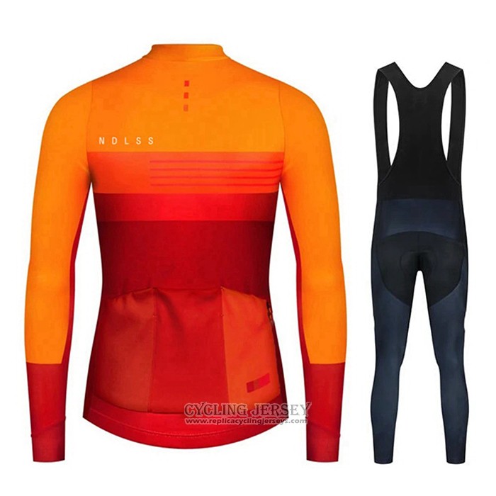 2020 Cycling Jersey NDLSS Yellow Orange Long Sleeve And Bib Tight