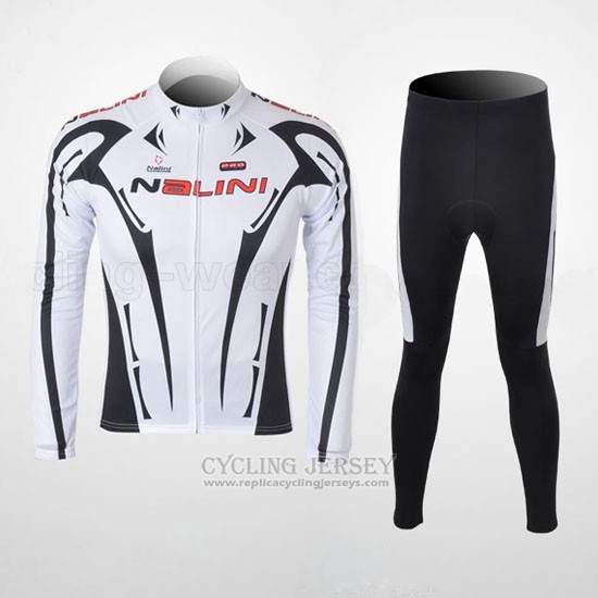 2010 Cycling Jersey Nalini Black and White Long Sleeve and Bib Tight
