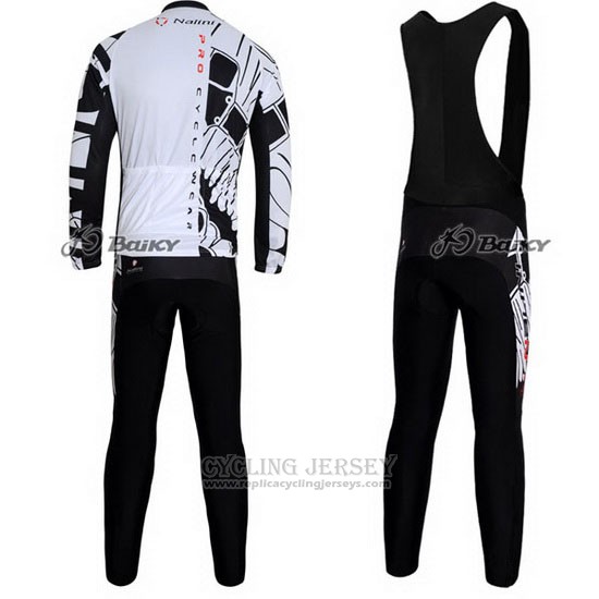 2012 Cycling Jersey Nalini Black and White Long Sleeve and Bib Tight