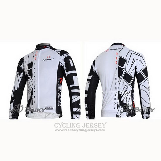 2012 Cycling Jersey Nalini Black and White Long Sleeve and Bib Tight