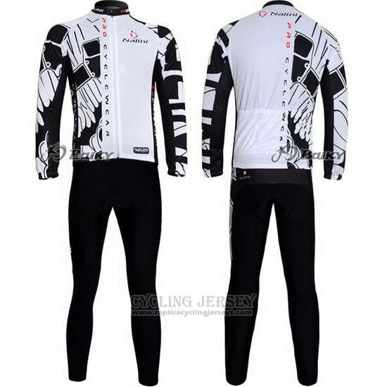 2012 Cycling Jersey Nalini Black and White Long Sleeve and Bib Tight