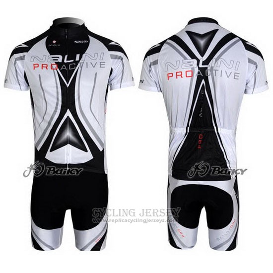 2012 Cycling Jersey Nalini Gray and White Short Sleeve and Bib Short
