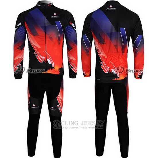 2012 Cycling Jersey Nalini Red and Black Long Sleeve and Bib Tight