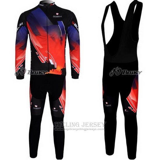 2012 Cycling Jersey Nalini Red and Black Long Sleeve and Bib Tight