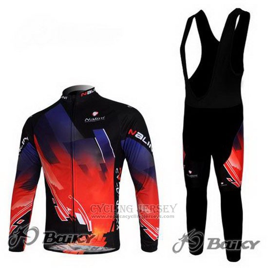 2012 Cycling Jersey Nalini Red and Black Long Sleeve and Bib Tight