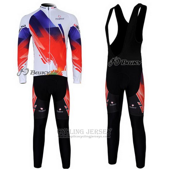 2012 Cycling Jersey Nalini Red and White Long Sleeve and Bib Tight