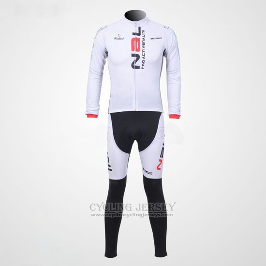 2012 Cycling Jersey Nalini White and Black Long Sleeve and Bib Tight