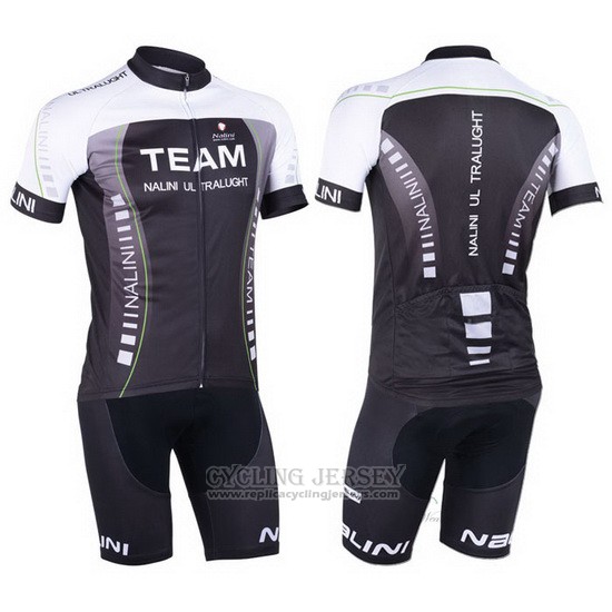 2013 Cycling Jersey Nalini Black and Gray Short Sleeve and Bib Short