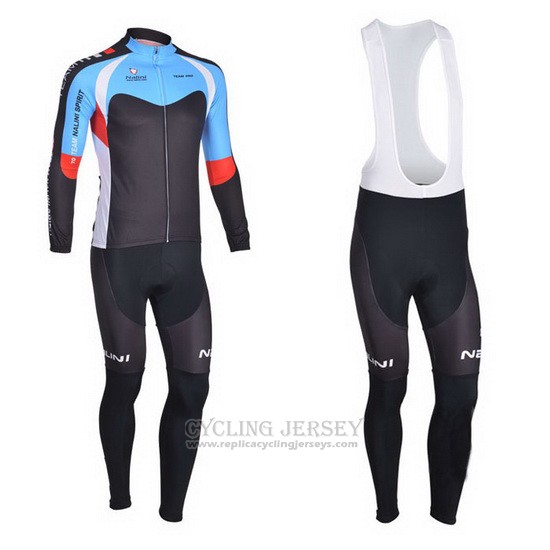 2013 Cycling Jersey Nalini Black and Sky Bluee Long Sleeve and Bib Tight