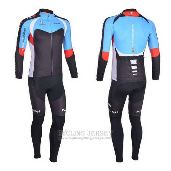 2013 Cycling Jersey Nalini Black and Sky Bluee Long Sleeve and Bib Tight