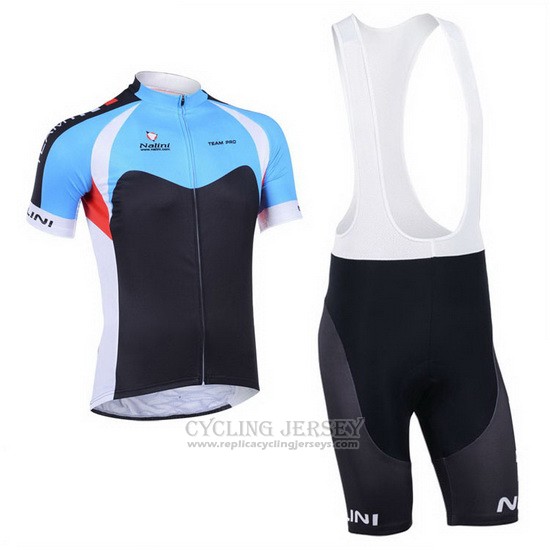 2013 Cycling Jersey Nalini Black and Sky Bluee Short Sleeve and Bib Short